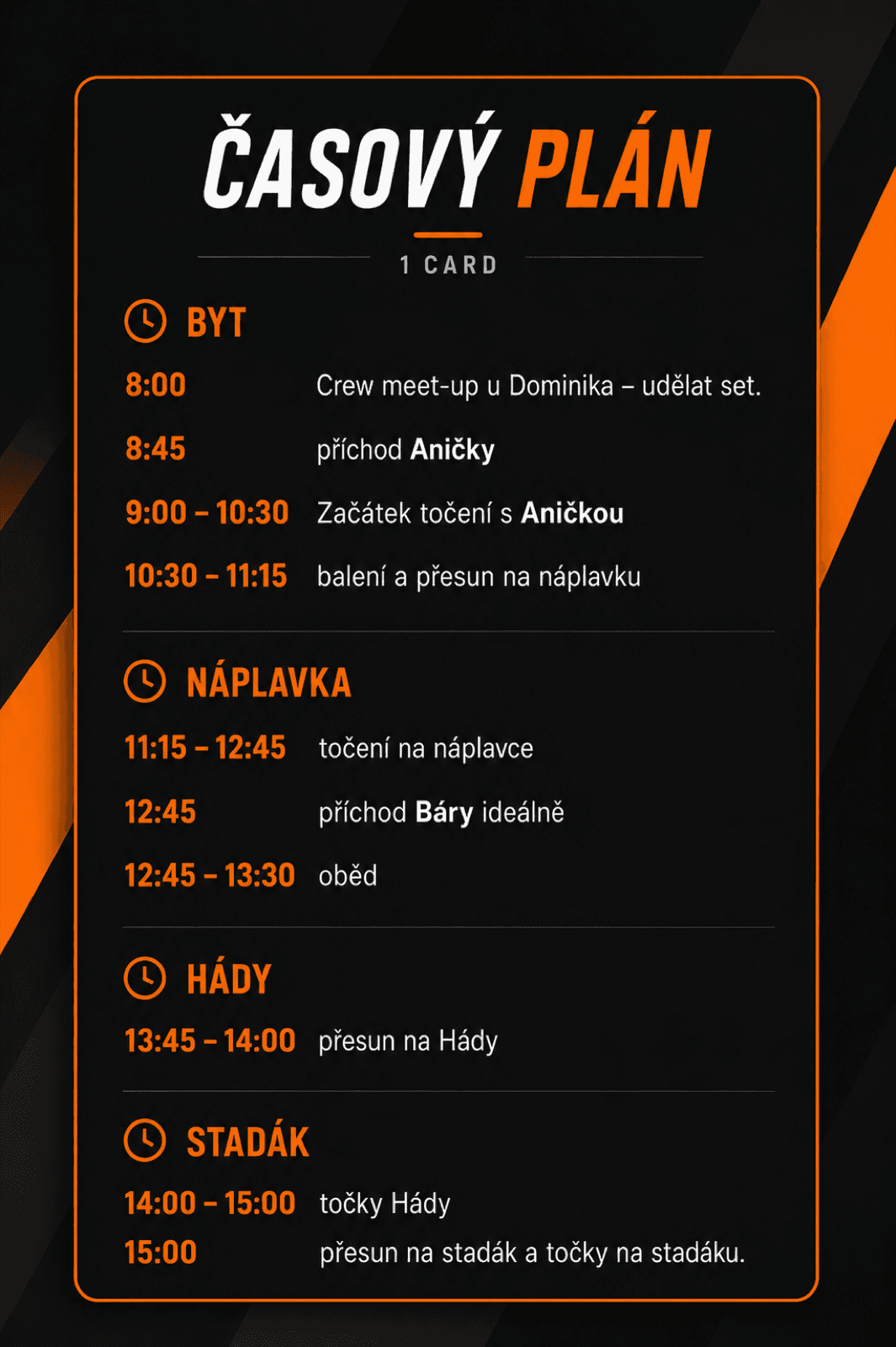 Life Passion časový harmonogram